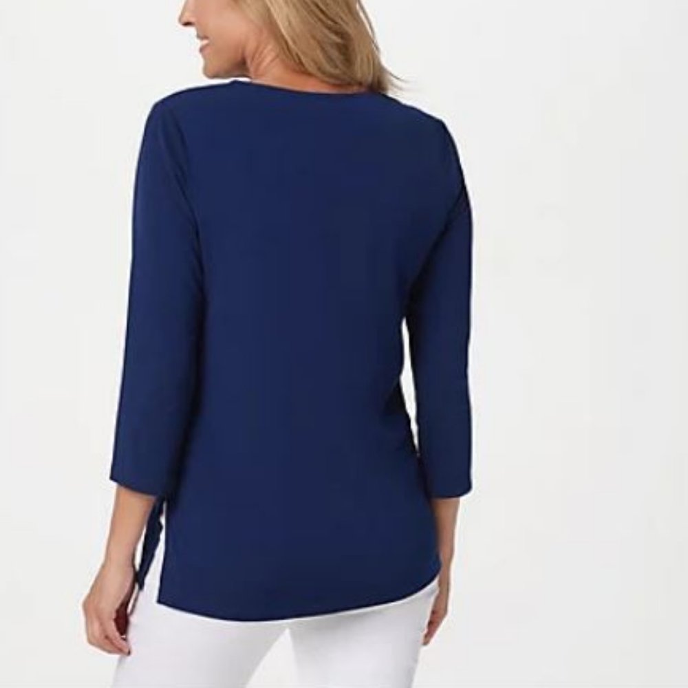Susan Graver Liquid Knit Top with Embroidery 4721 - Picture 2 of 2